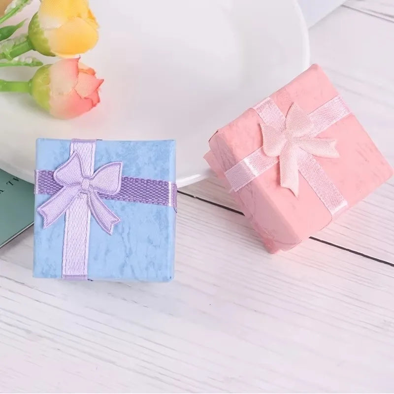 6/12PCS Multicolor Ring Storage Box Jewelry Ring Box Necklace Earrings Valentine's Day Birthday Wedding Gift Bowknot Packaging Qme