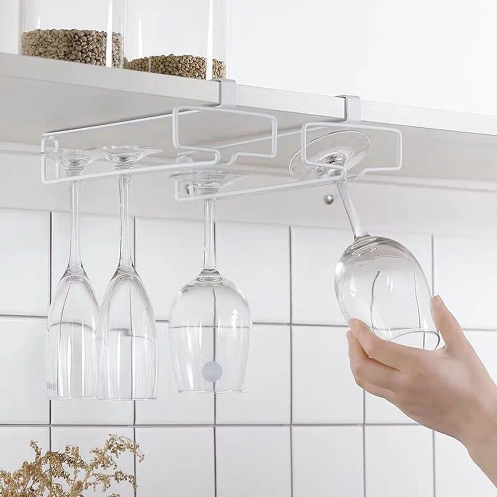 Hanging Red Wine Glass Storage Rack, Home High Footed Cup Storage Rack Without Punching Holes Inverted Drain Rack Organizer Qme