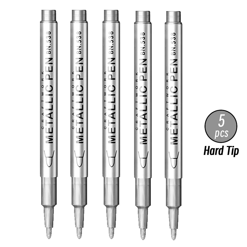 Brush Metallic Paint Marker Pens Gold Silver Permanent Art Manga