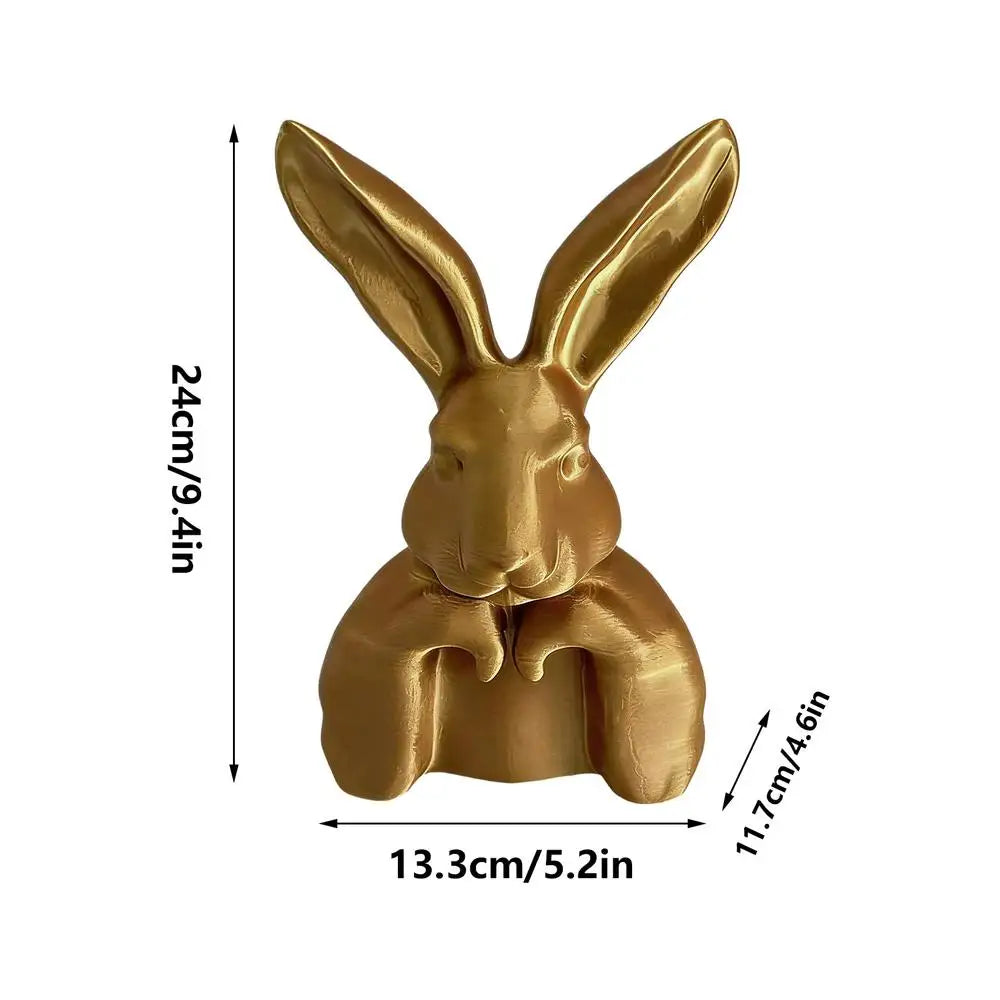 Bunny Figurines 3D Printed Decorative Sculpture Gold Decor Home Qme A CN
