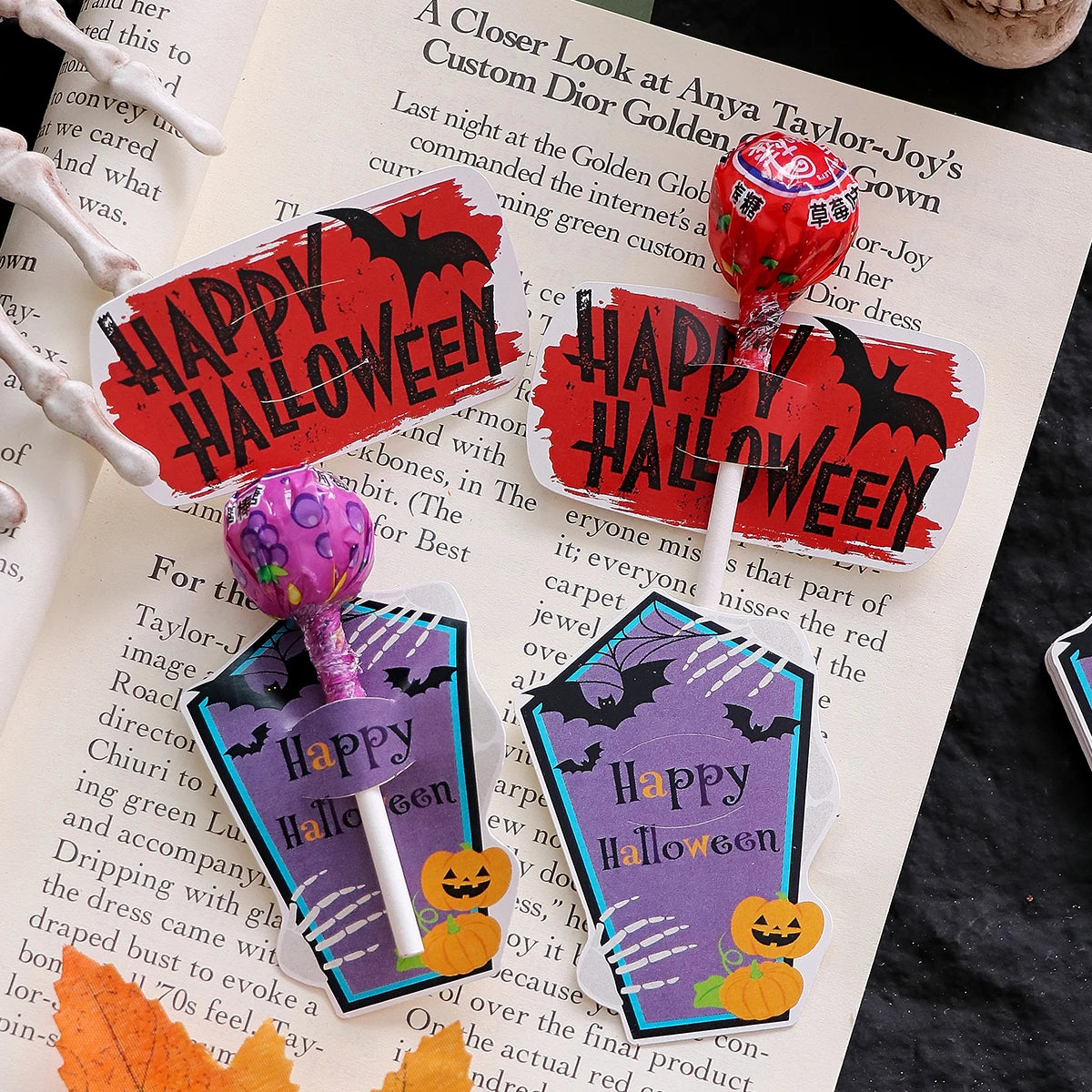 Halloween Lollipop Cards—Pack of 30: Fun Halloween Candy Cards for Kids, Featuring 4 Different Halloween Designs to Celebrate Qme