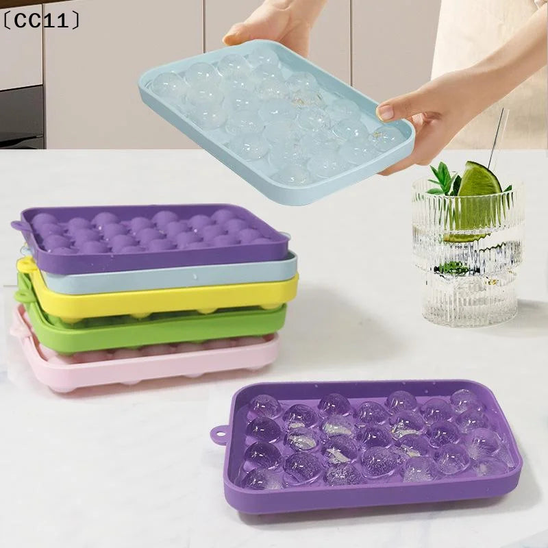 25 Grids Ball Mold Silicone Cover Ice Storage Box Easy Demould DIY Qme