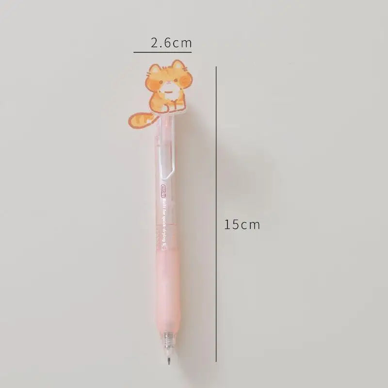1 Gel Pen Cute Wagging Tail Cat Cartoon Automatic Black Kawaii Qme