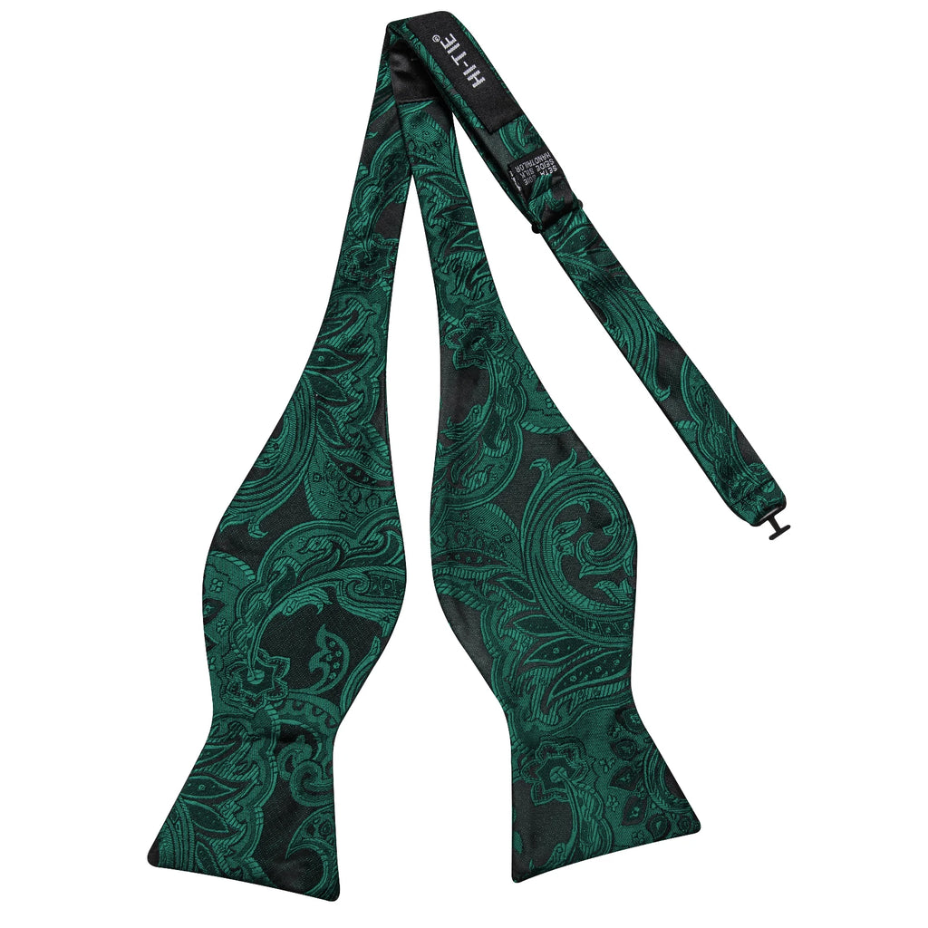 Men's Stylish Two-tone Paisley Tie Including Bow Handkerchief Qme
