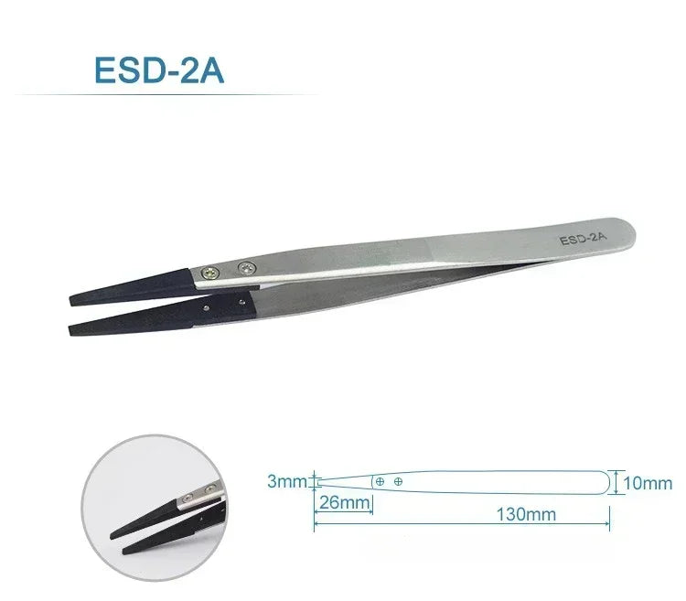 1-6PC Watch Hands Installation Work Tweezers Straight Elbow Handle Stainless Antistatic Plastic Tweezers ESD-259 ESD-259A ESD-7A Qme ESD-2A
