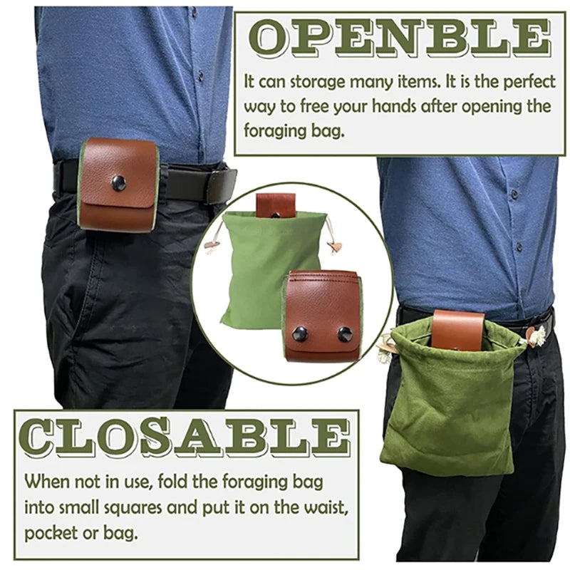 Outdoor Foraging Case Bag Leather Bushcraft Vegetable Harvest Garden Qme