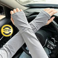 1 Pair Mens Ice Arm Sleeves Sunscreen Elastic Driving Gloves Outdoor UV Protection Arm Cover Sleeves Lightweight Cool Muff New Qme WHITE