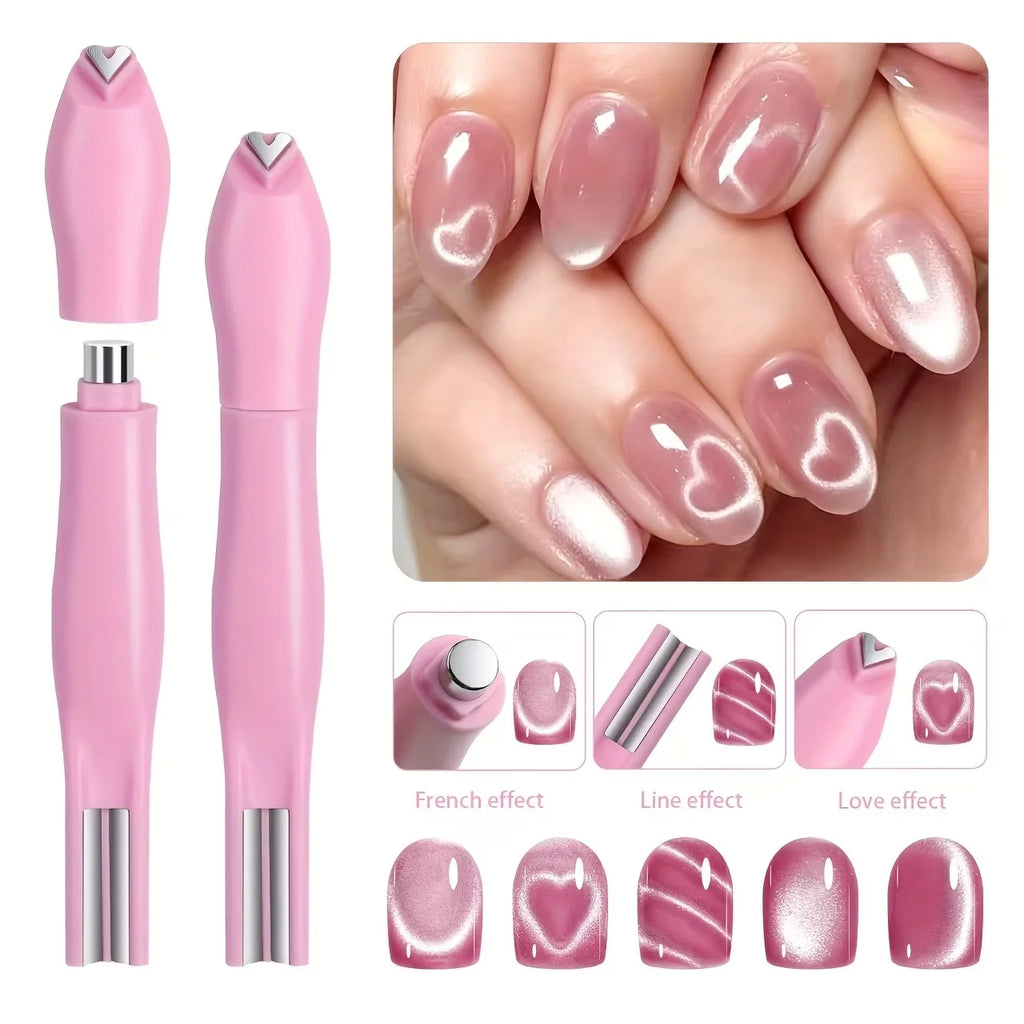 1 Nail Art Heart Snake Cat Eye Design Y2K Checkered Pattern Hearts Qme
