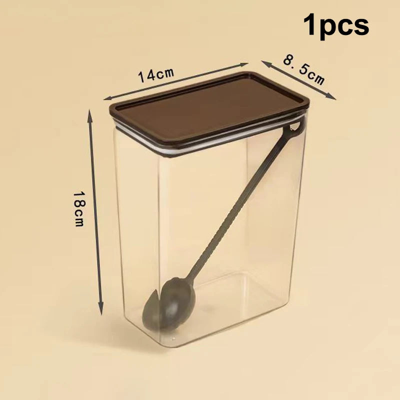 Plastic Sealed Box Storage Jar Storage Containers Special Fruit Powder Box Square Transparent Sealed Jar Coffee Bean Sealed Jar Qme Large
