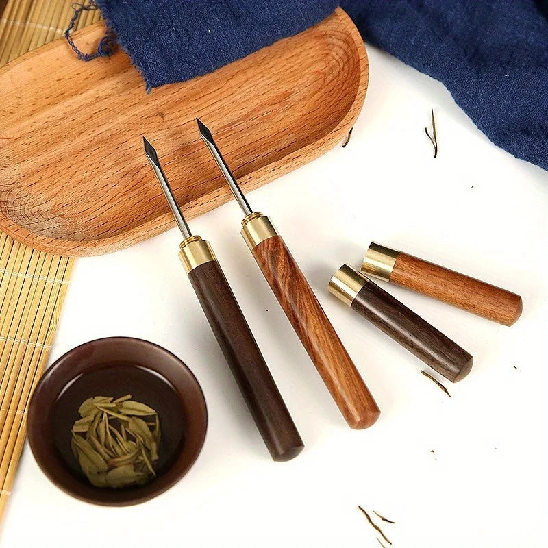 2pcs Ice Pick, Used for Ice Breaking, Stainless Steel Ice Pick with Ebony Handle and Safety Cover, Multifunctional Ice Pick Qme 2pcs Brown Black
