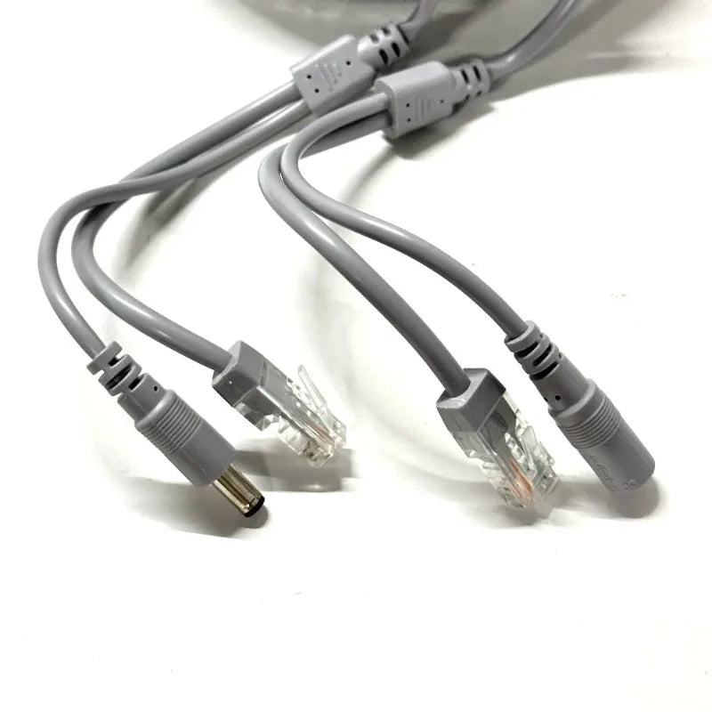 RJ45 + DC 12V Power Lan Cable 5M 2 in 1 Network Extension Cable for IP Security Camera System Qme