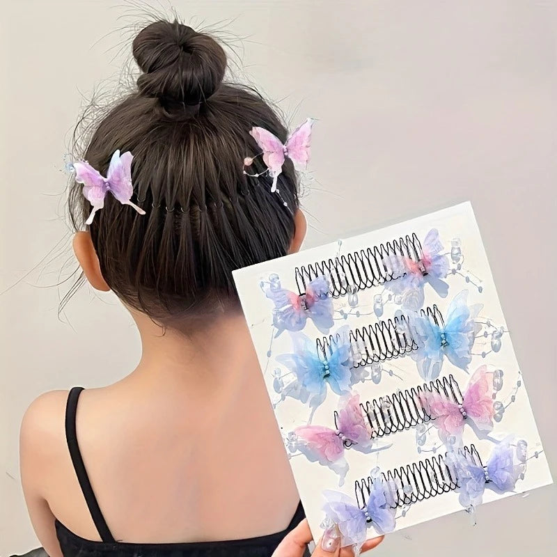 Cute Invisible Butterfly Hair Clip, Stretchable Invisible Hair Clip, U-shaped Hair Trimming Fixed Comb, Hair Accessory Hair Rack Qme