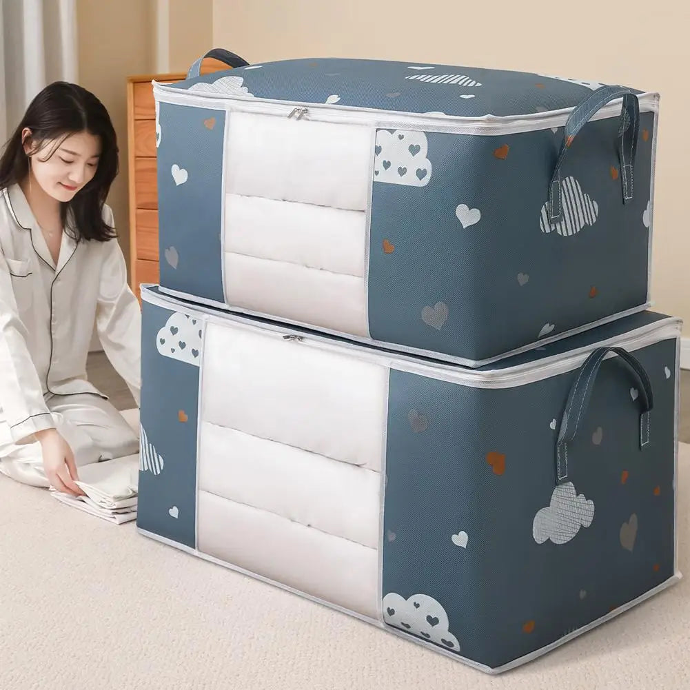 Large Capacity Clothes Storage Bag Organizer With Reinforced Handle Suitable For Blankets Bedding Foldable With Sturdy Zipper Qme