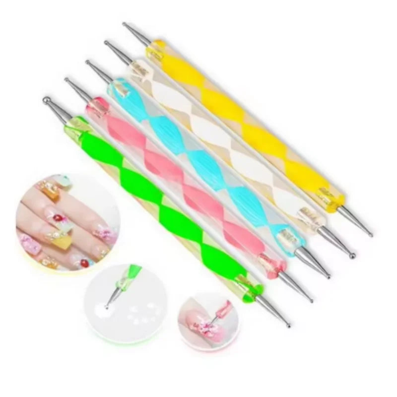 5/10/20pcs mix Nail Dotting Pen Creative DIY Nail Art Dotting Painting Tools Rotatable Ballpoint Dotting Nail Point Drill Pen Qme