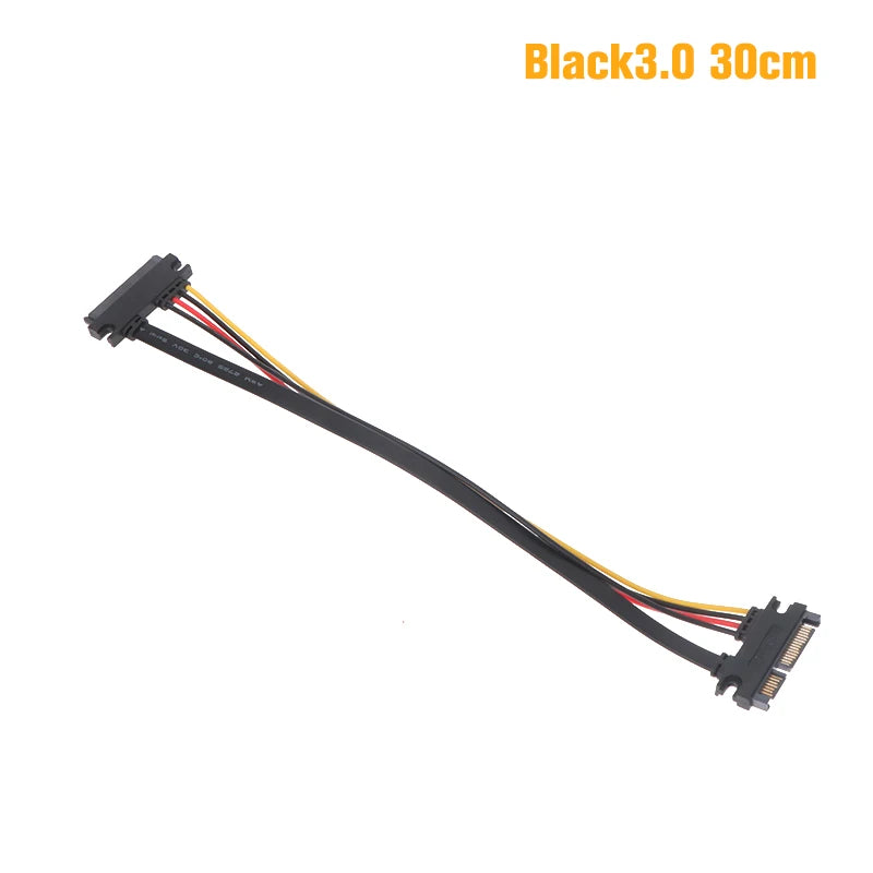 Sata 22 Pin Male Female Extension Cable 7+15 Data Power Combo Hard Qme 30cm Black