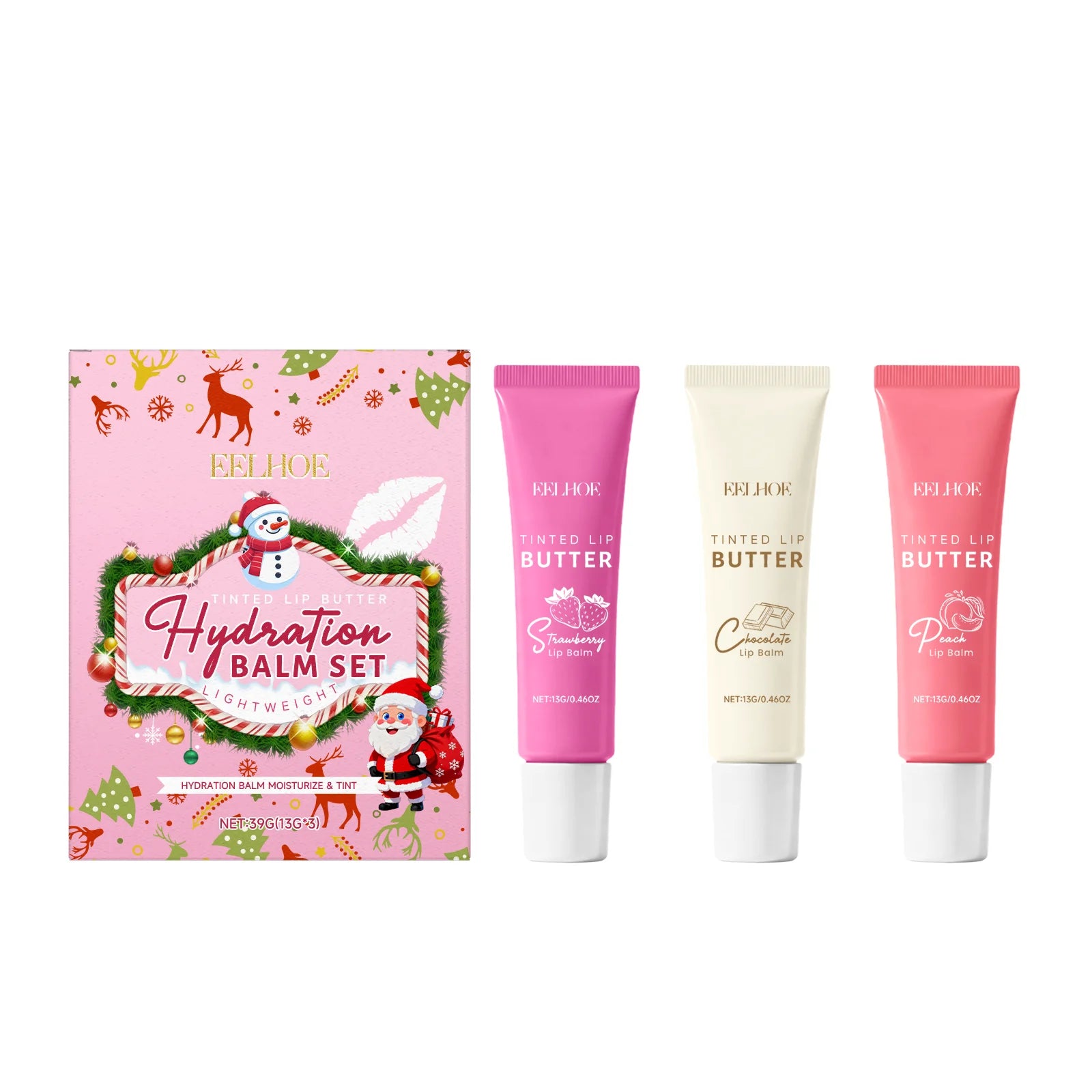 Tinted Lip Balm Set Moisturizing Nourishing Fade Lip Lines Prevent Chapping Hydrating Multi-Flavor Lip Care Christmas Gift Box Qme 1 Set
