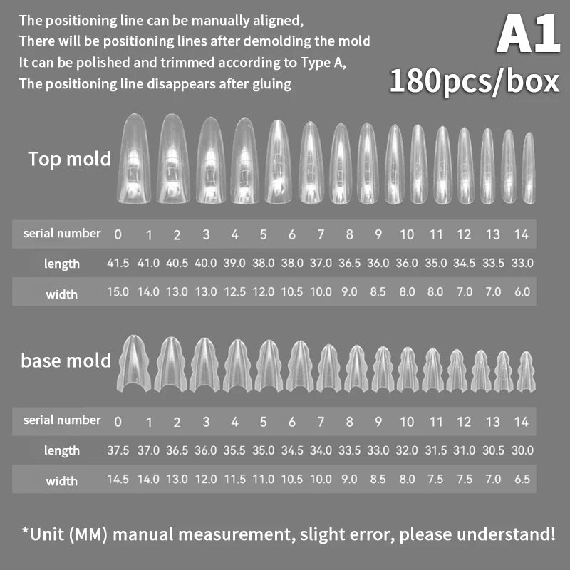 Box Nail Art Tools Sandwich Dual Forms 15 Extensions-dual Coffin Qme A1