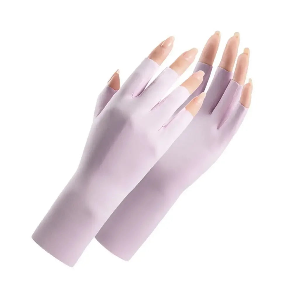 1 Pair Fingerless Gloves Thin Outdoor Riding Gloves UV Protection Multicolor Driving Gloves Stretch Female Touchscreen Qme 49PL