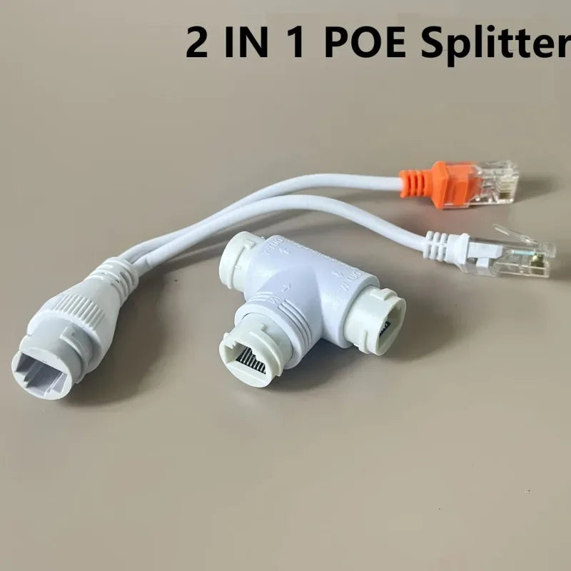 2PCS Ethernet Cable Splitter 1 to 2 Adapter RJ45 4P8C PoE Converter Connector Qme