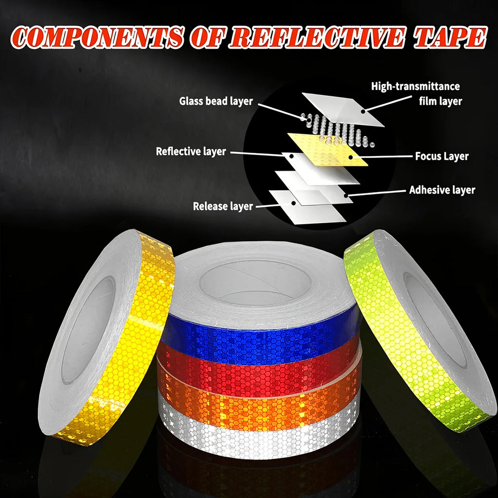 Car Reflective Tape Auto Safety Warning Sticker Reflector Protective Tape Strip Film for Trucks Auto Motorcycle Qme