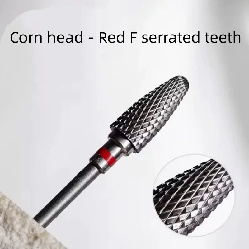 Tungsten Steel for nail Drill Bit Spiral Pattern for nail Buffing Head for Nail Buffing Polishing nail Gel Removal Safe Material Qme 1pcs red