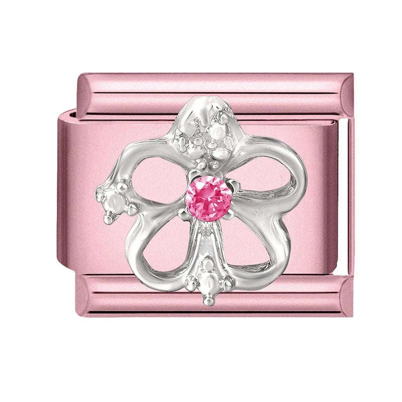 2025 Women Zircon Moon Pearl Stars Heart Butterfly Bow Pendant Italian Charm Links Fit 9mm Stainless Steel Bracelet DIY Making Qme Style 2