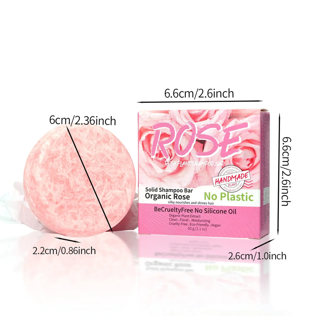 Pink Rose Shampoo Soap Essential Oil Handmade Nourishing Controlling Qme