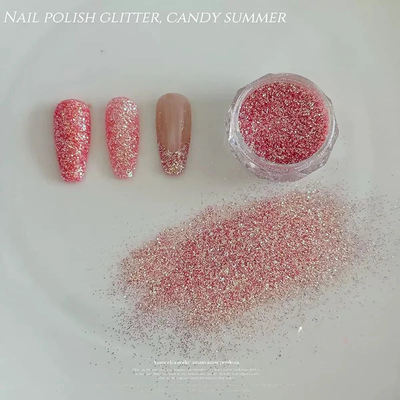 9 Macaron Sugar Diamond Nail Polish Powder DIY Art Charm Suitable Qme