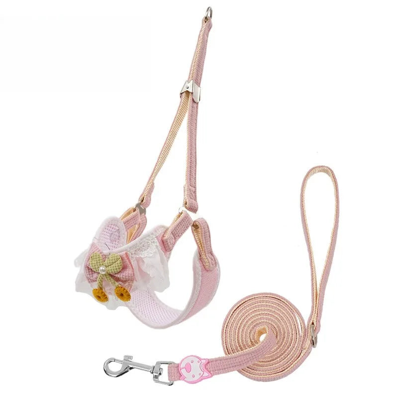 Dog Harness Leash Small Medium Adjustable Ventilate Puppy Cat Pet Qme Pink S(1.5-5kg)
