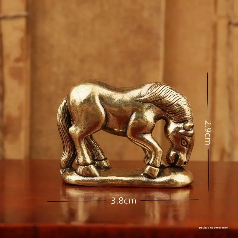 1Pcs Home Office Desktop Decoration 2026 Year Of Horse Brass Feng Shui Horse Figurines Miniatures Gift Qme A2