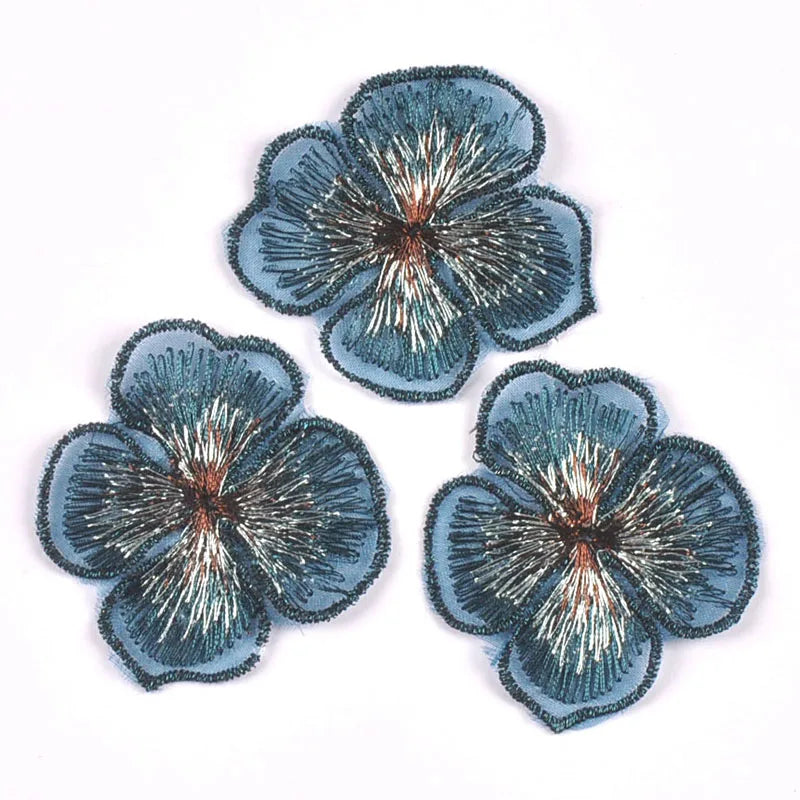 20Pcs/Lot Flower Lace Patches For Hat Clothing Embroidery Mesh Appliques For Handmade Sewing Accessories Wedding Decor 57x47mm Qme