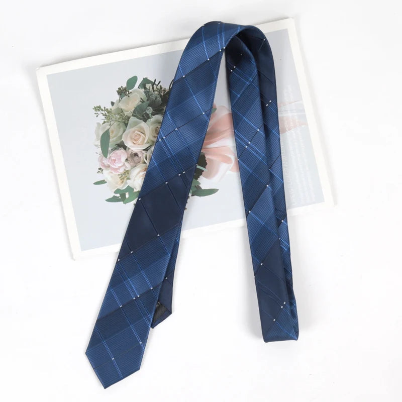 Mens Classic Tie Striped Skinny Necktie Polyester Ties Man Plaids Qme