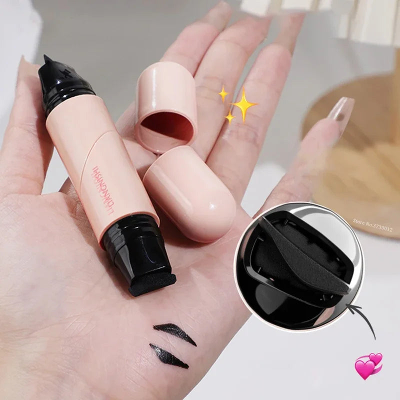 Rotate Eyeliner Stamp Integrated Black Brown Dual-Tip DIY Eyeliner Wing Stencil Waterproof Smudge-Proof Longwear Liquid Pen Qme