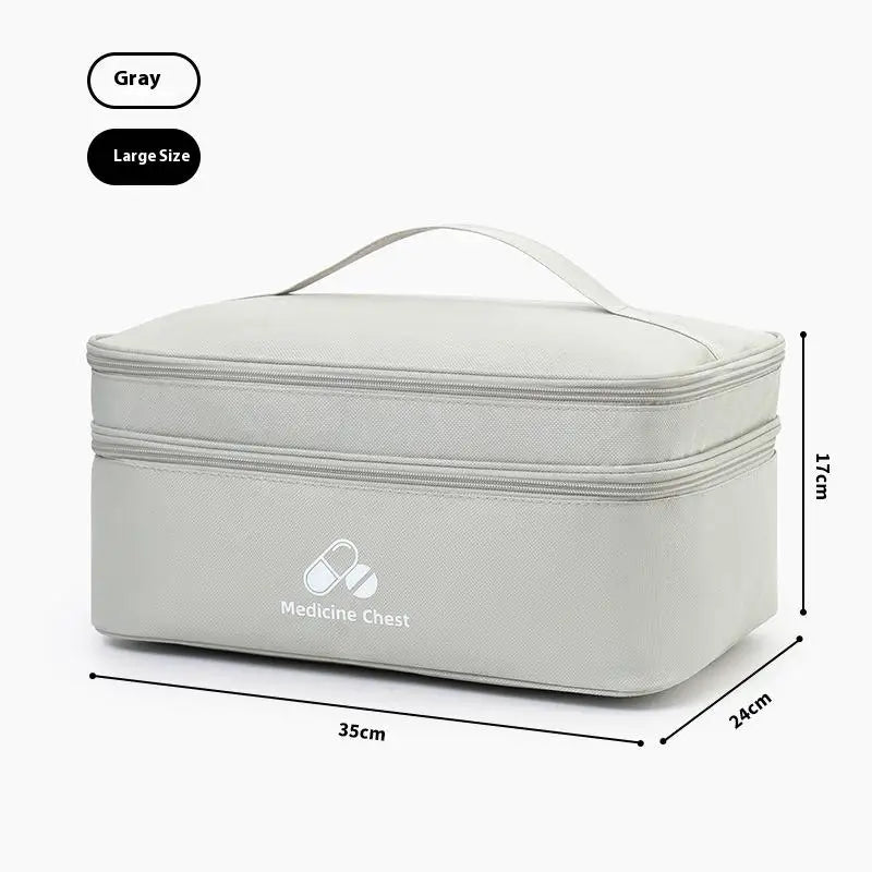 First Aid Home Travel Double Layer Classification Storage Drug Qme L Gray