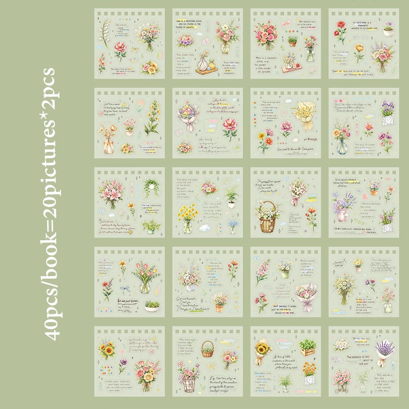 Vintage Cute Pre-Cut Food & Floral Sticker Book, Decor Stickers for Junk Journals, Phone Cases & Photo Albums Qme B