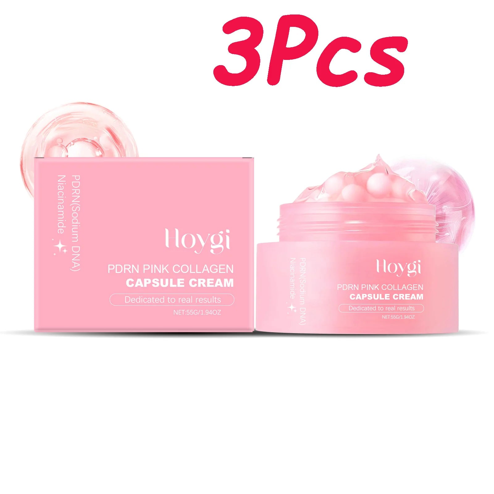 Moisturizing Collagen Capsule Cream Hydrating Firming Anti-Aging Niacinamide Even Skin Tone Brightening Facial Skin Qme 3 x 55g Boxed