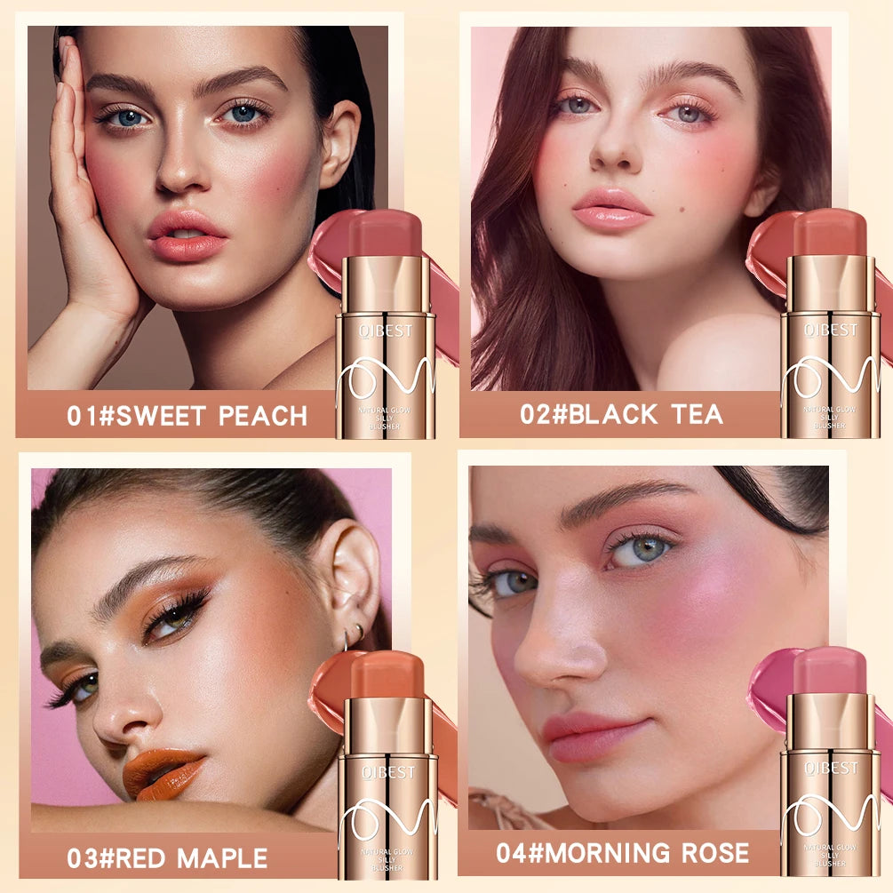QIBEST Multifunctional Makeup Stick 3 IN 1 Lipstick Blush For Face Lightweight Lip Tint Natural Blush Cream Lasting Cosmetics Qme