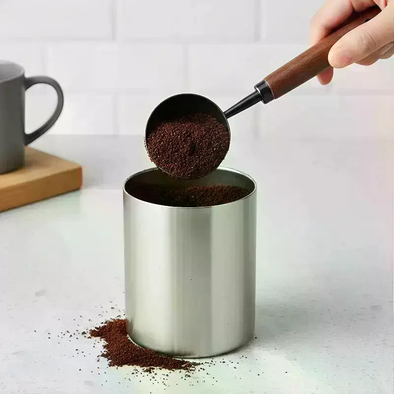 Coffee Tablespoon - Walnut Wood & Stainless Steel Scoop for Home Baristas & Cafe Decor - Perfect Kitchen Accessory Qme