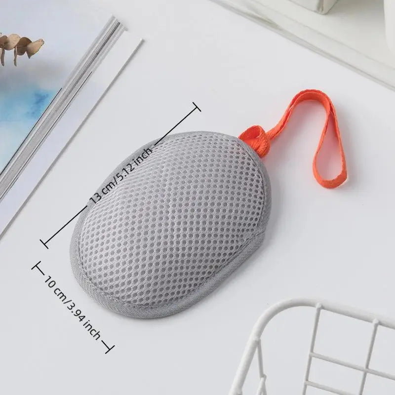 Bath Cleansing Foaming Net Double-Sided Square/Oval Soap Bag Body Exfoliating Scrubber Sponges Bathroom Mesh Soap Pocket Qme Oval Gray