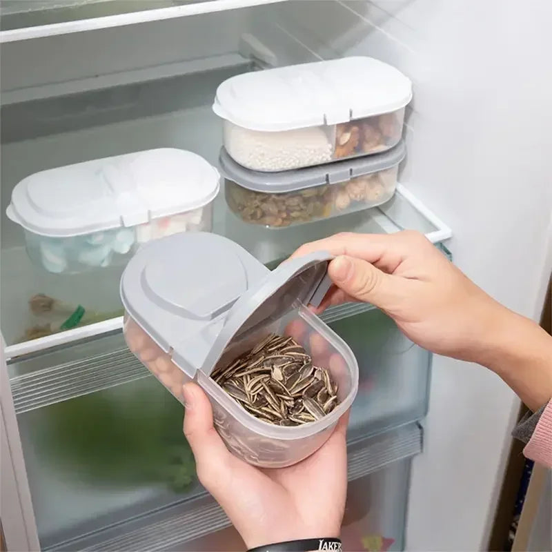 Double-compartment Airtight Food Storage Container Lid Plastic Flip Qme
