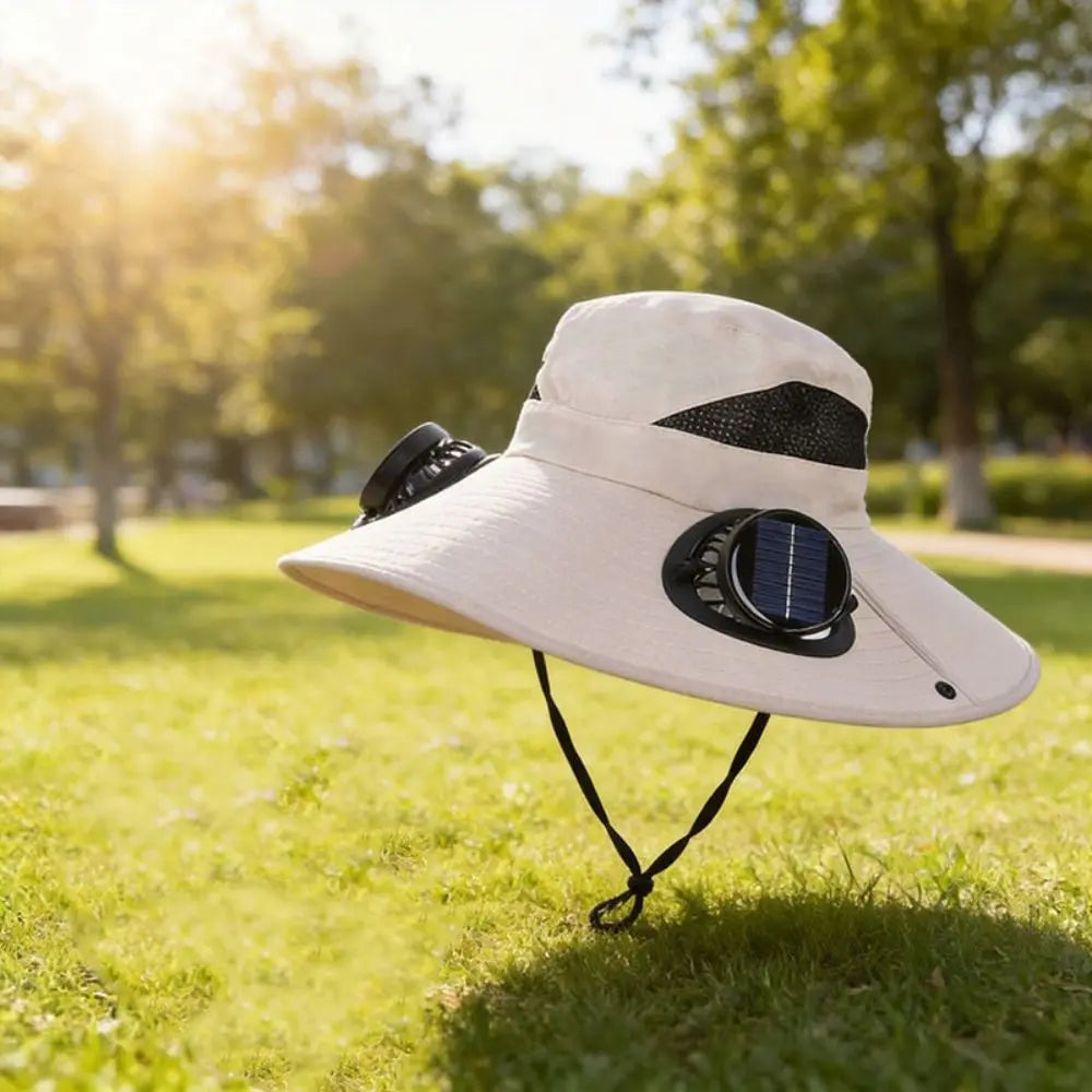 Convenient Dual Fan Solar Hat Breathable 3 Speeds Summer Visor Cap Qme