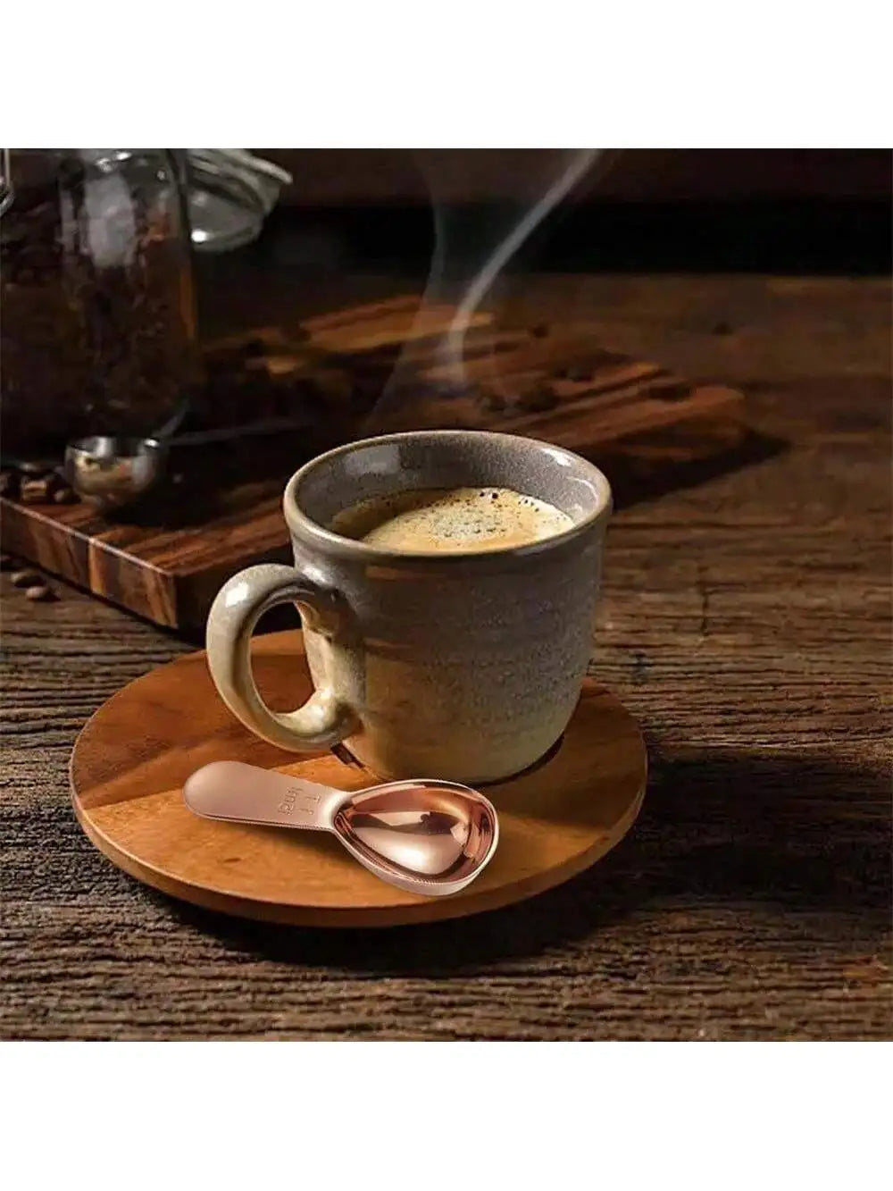 Stainless Steel Short Handle Coffee Measuring Spoon Scale Marks Qme golden