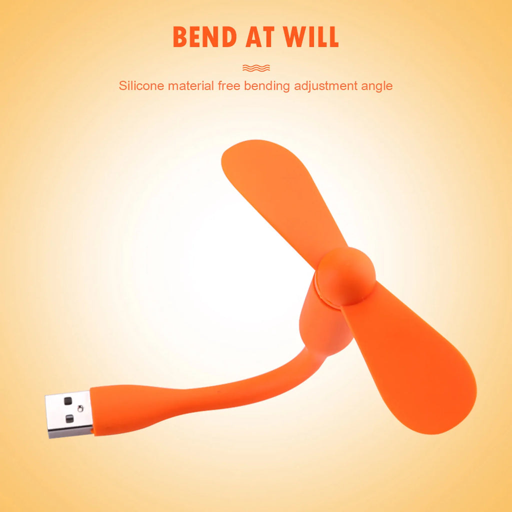 USB Small Fan Flexible Bendable Fan for Power Bank Laptop PC AC Charger Portable Hand Cool Mini Fan Summer Gadgets Qme
