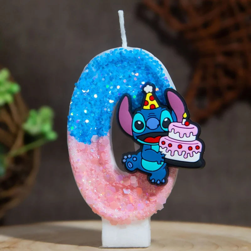 Prince Stitch Digital Candles New Ultra-Glittery Design Birthday Cake Decorations with Festive Candles Qme