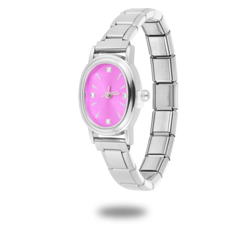 Fashion Women's Stainless Steel Square Flowers Watch Round Moon Sun