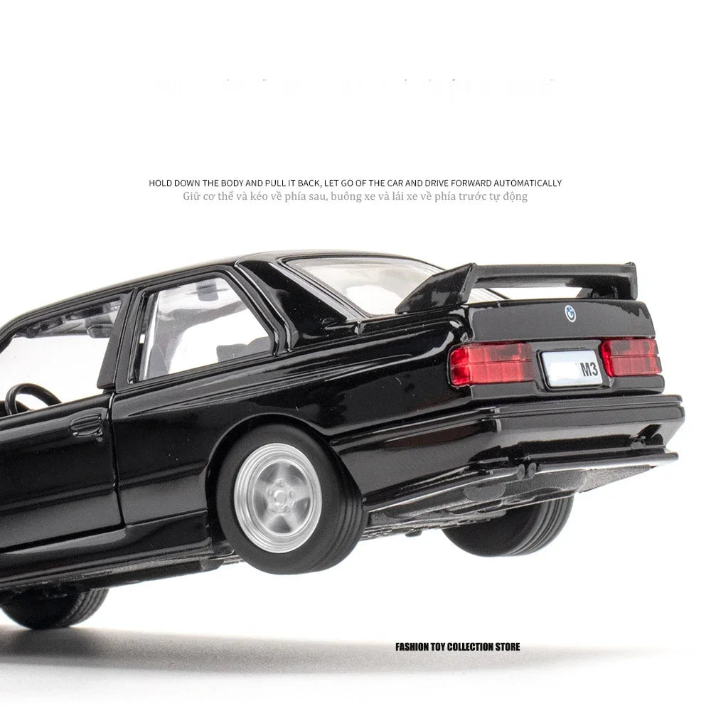 1:36 M3 1987 Diecast Alloy Car Model Metal Pull Back Simulation Car Toy Sports Car Ornament With To Open The Door For Kids Gift Qme