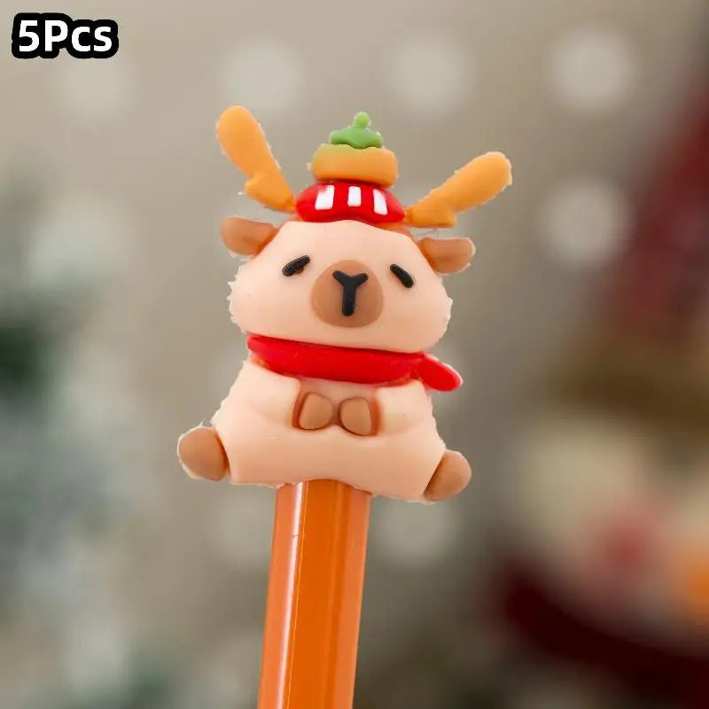 1 Christmas Capybara Gel Pen Cute Cartoon Stationery Smooth Writing Qme A7