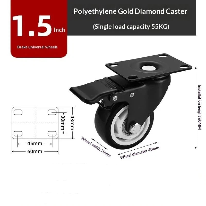 Furniture Casters Wheels PP Fixed Swivel Caster Roller Wheel For Heavy Duty Platform Trolley Chair Household Accessory Qme A3
