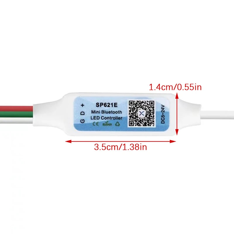SP621E Mini Bluetooth RGB Controller For WS2811 WS2812 WS2813 LED Strip Light Control -24V. Qme White 1pc