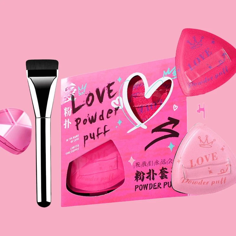 4-piece Pink Powder Puff Graffiti Design Marshmallow Air Cushion Qme